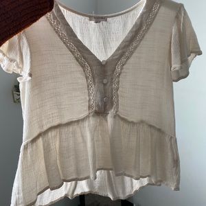 Cream Cropped Blouse